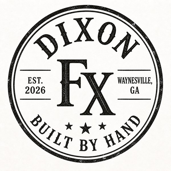 Dixon FX ink stamp — est. 2026, Waynesville GA, built by hand