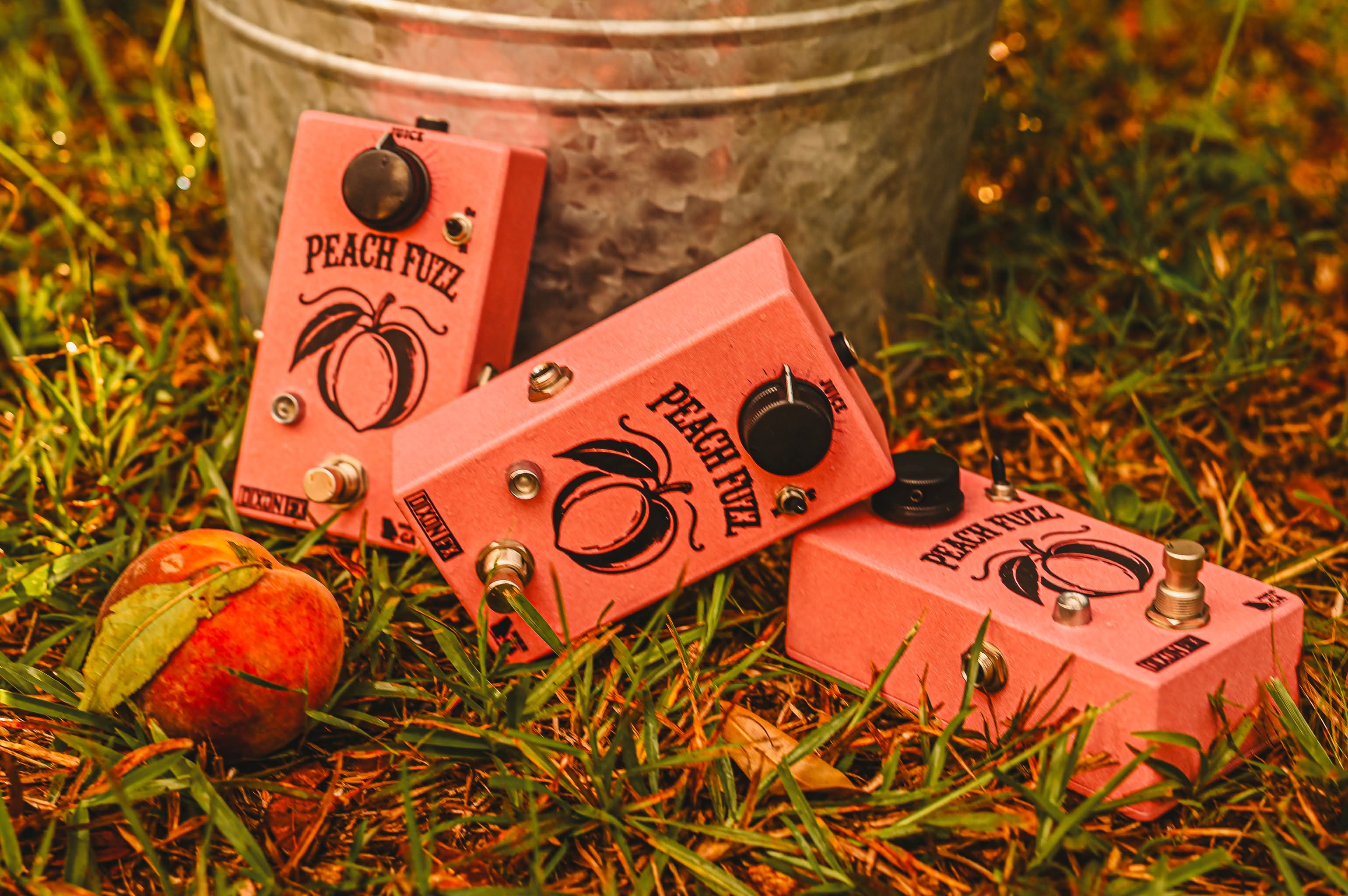 Peach State Fuzz pedals in the grass